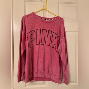 Pink distressed sweatshirt